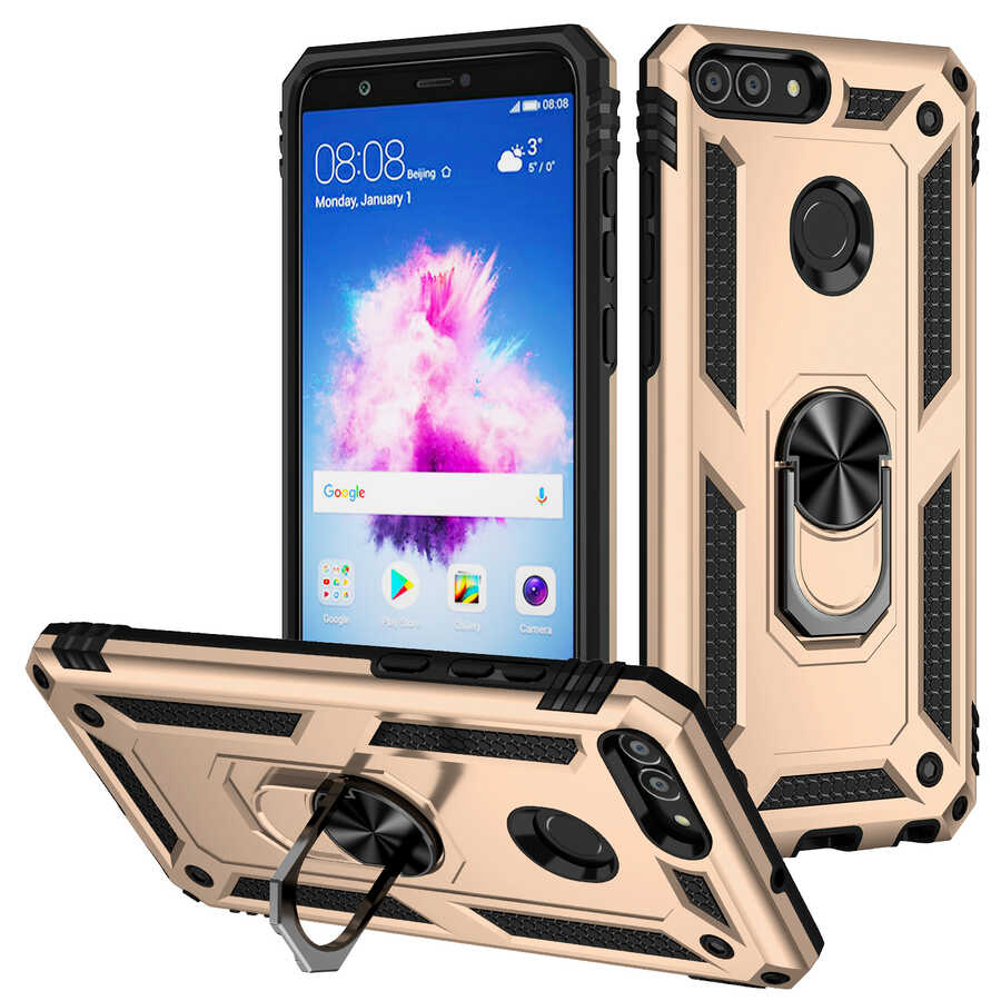 Huawei P Smart Kılıf Zore Vega Kapak Gold