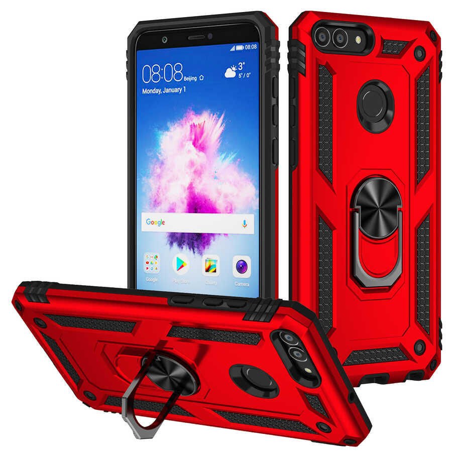 Huawei P Smart Kılıf Zore Vega Kapak Kırmızı
