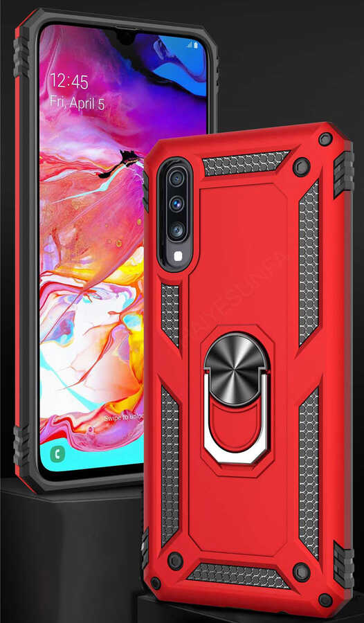 Huawei P Smart Pro 2019 Kılıf Zore Vega Kapak Kırmızı