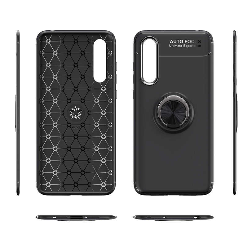 Huawei P Smart Pro 2019 Kılıf Zore Ravel Silikon Kapak Siyah-Rose Gold