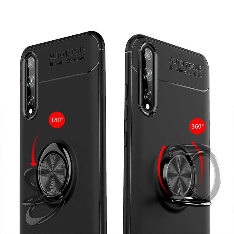 Huawei P Smart S (Y8P) Kılıf Zore Ravel Silikon Kapak Siyah-Rose Gold