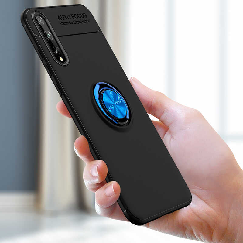 Huawei P Smart S (Y8P) Kılıf Zore Ravel Silikon Kapak Siyah-Rose Gold