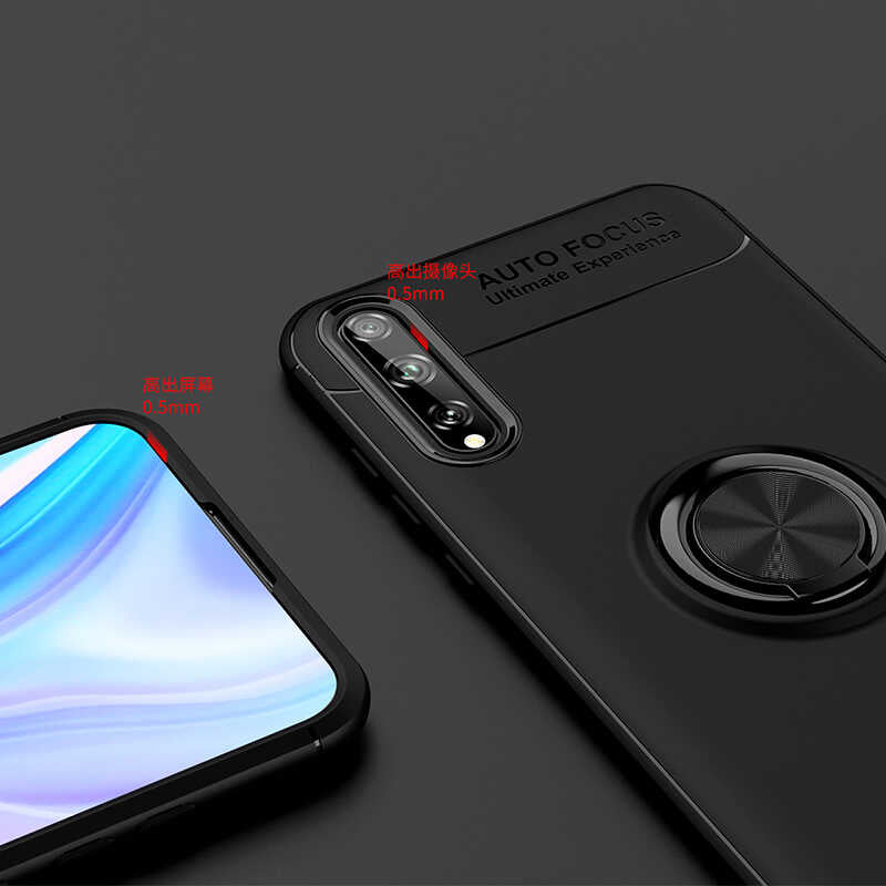 Huawei P Smart S (Y8P) Kılıf Zore Ravel Silikon Kapak Siyah-Kırmızı
