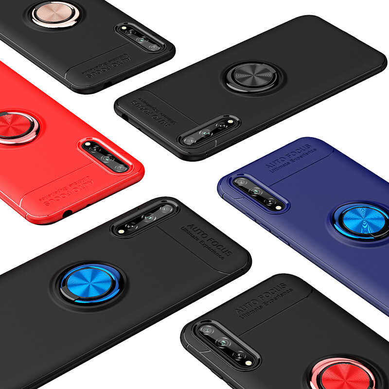 Huawei P Smart S (Y8P) Kılıf Zore Ravel Silikon Kapak Siyah-Kırmızı