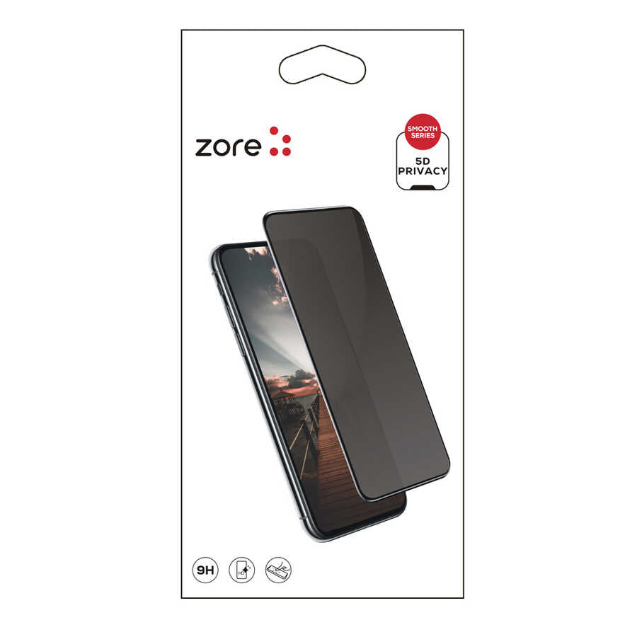 Huawei P Smart S (Y8P) Zore New 5D Privacy Temperli Ekran Koruyucu Siyah