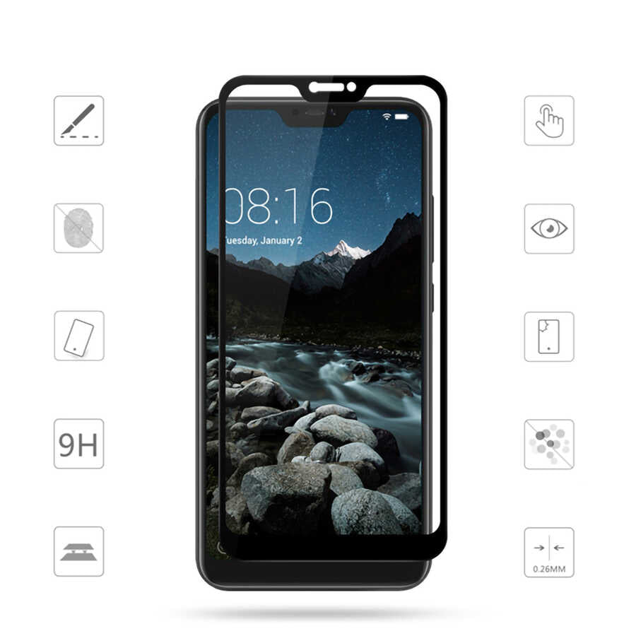 Huawei P20 Pro Davin 5D Cam Ekran Koruyucu Siyah
