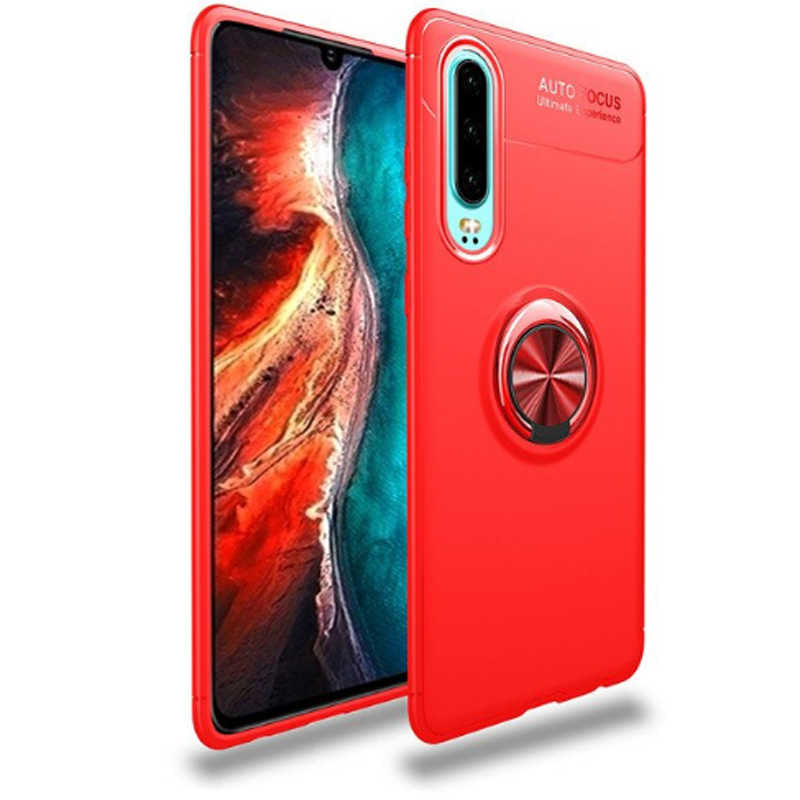 Huawei P30 Kılıf Zore Ravel Silikon Kapak Siyah-Kırmızı