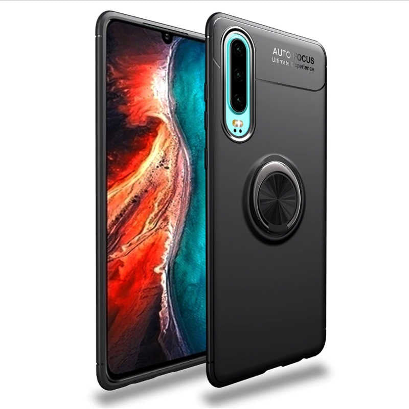 Huawei P30 Kılıf Zore Ravel Silikon Kapak Siyah-Rose Gold