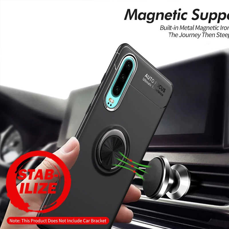 Huawei P30 Kılıf Zore Ravel Silikon Kapak Siyah-Rose Gold