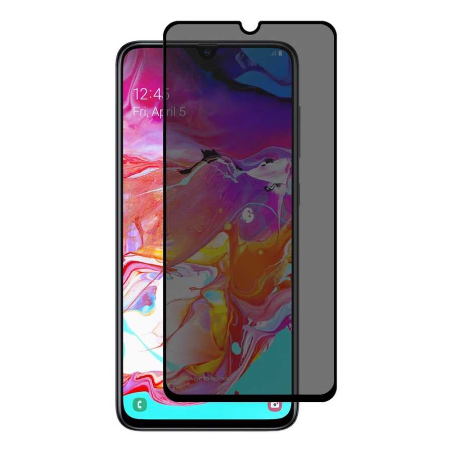 Huawei P30 Lite Davin 5D Privacy Cam Ekran Koruyucu Siyah