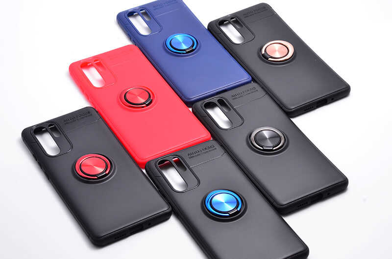 Huawei P30 Pro Kılıf Zore Ravel Silikon Kapak Siyah-Mavi