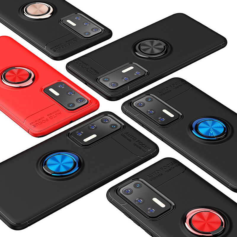 Huawei P40 Kılıf Zore Ravel Silikon Kapak Siyah-Mavi