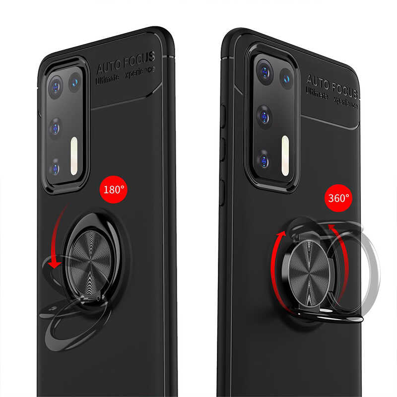 Huawei P40 Kılıf Zore Ravel Silikon Kapak Siyah-Kırmızı