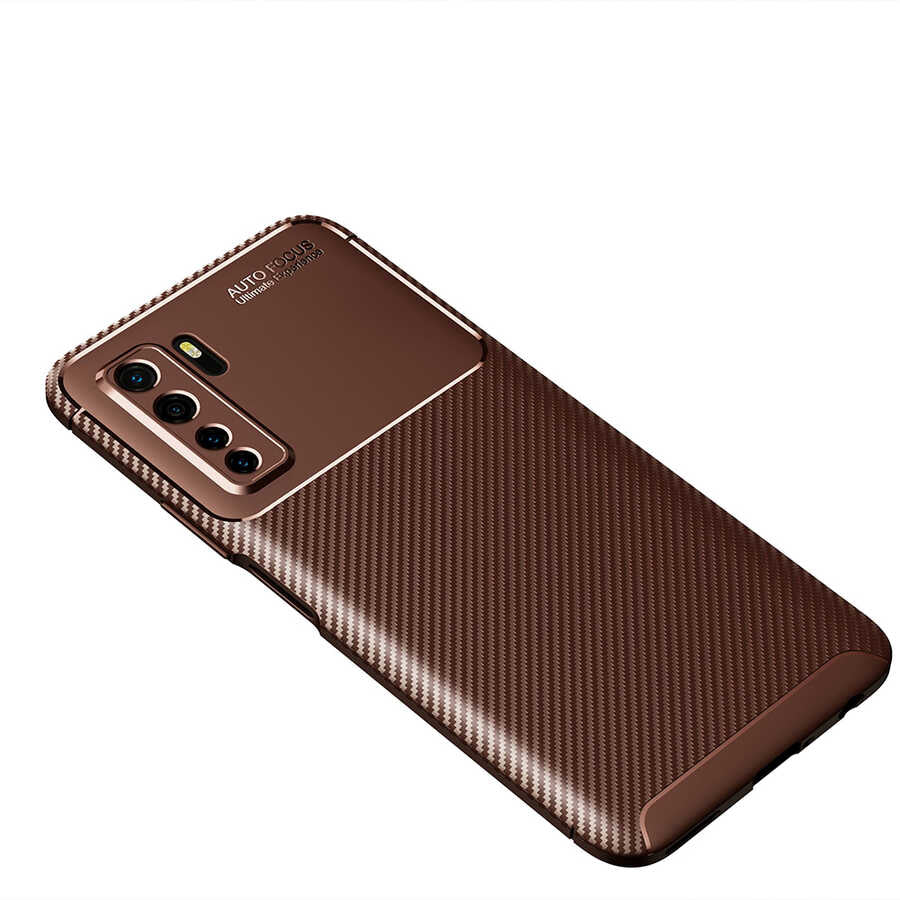 Huawei P40 Lite 5G Kılıf Zore Negro Silikon Kapak Kahverengi