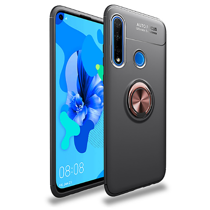 Huawei P40 Lite E Kılıf Zore Ravel Silikon Kapak Siyah-Rose Gold