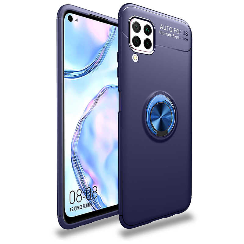 Huawei P40 Lite Kılıf Zore Ravel Silikon Kapak Siyah-Mavi