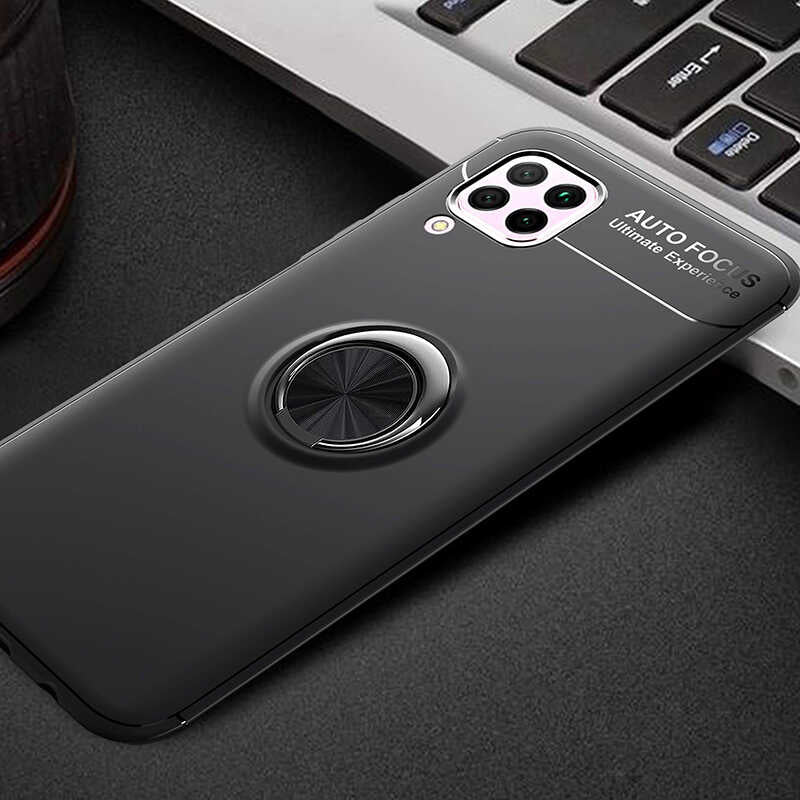 Huawei P40 Lite Kılıf Zore Ravel Silikon Kapak Siyah-Rose Gold