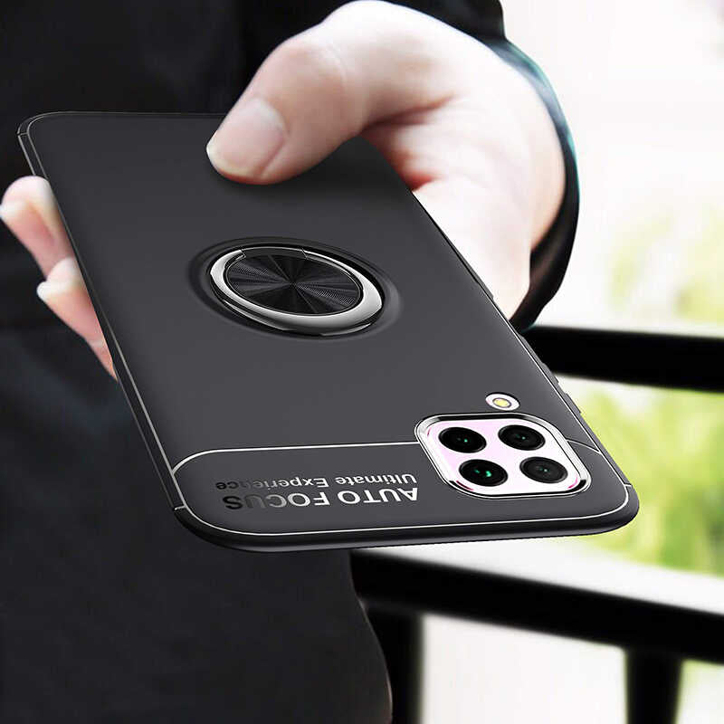 Huawei P40 Lite Kılıf Zore Ravel Silikon Kapak Siyah-Kırmızı