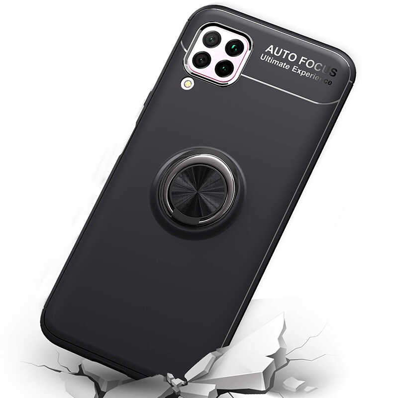 Huawei P40 Lite Kılıf Zore Ravel Silikon Kapak Siyah-Rose Gold