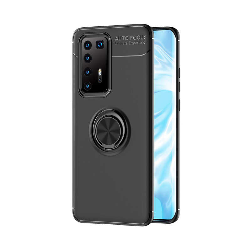 Huawei P40 Pro Kılıf Zore Ravel Silikon Kapak Siyah-Mavi