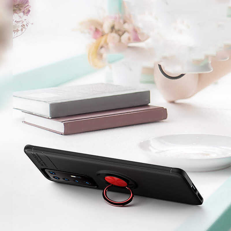 Huawei P40 Pro Kılıf Zore Ravel Silikon Kapak Siyah-Rose Gold