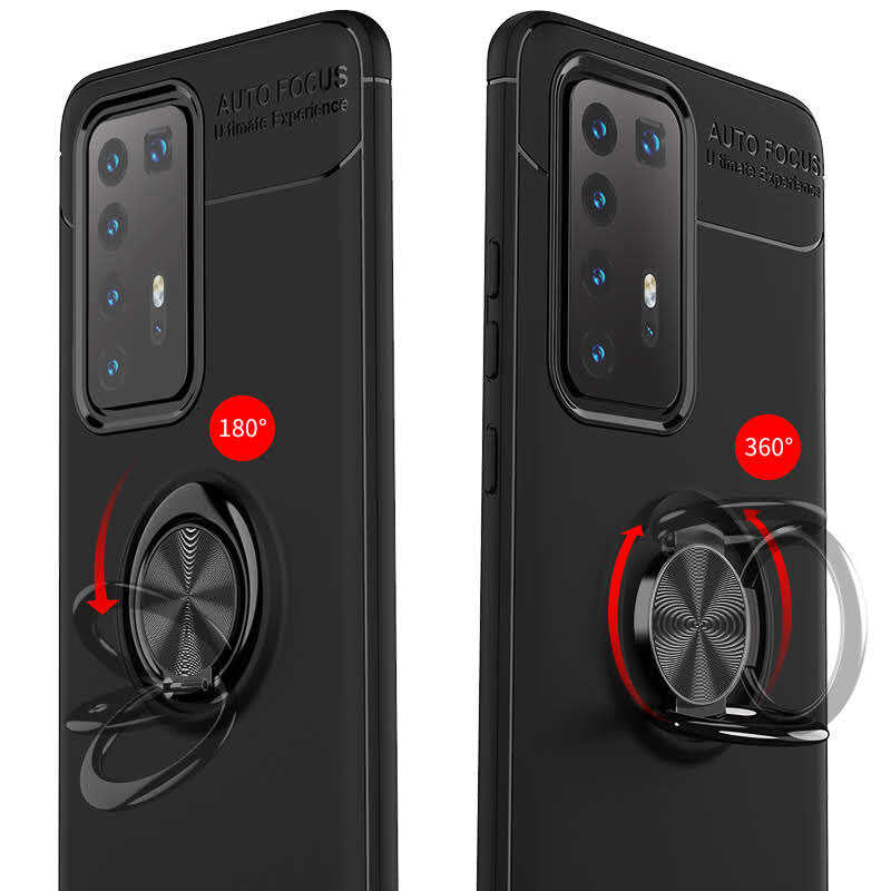 Huawei P40 Pro Kılıf Zore Ravel Silikon Kapak Siyah-Mavi