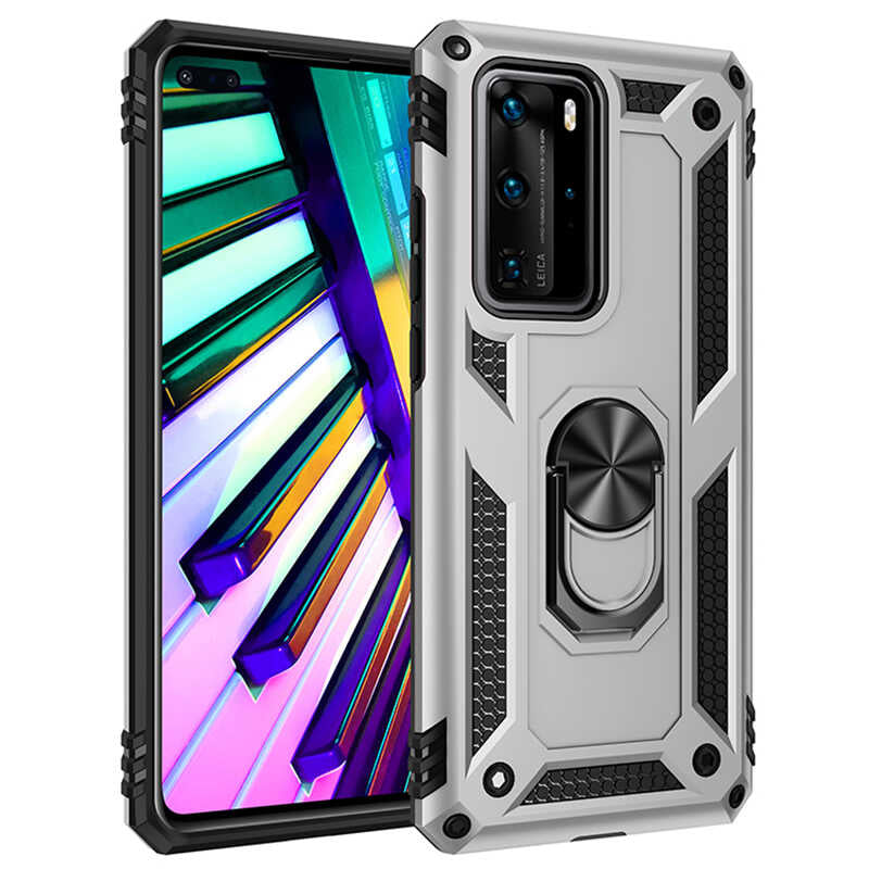 Huawei P40 Pro Kılıf Zore Vega Kapak Gri