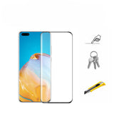 Huawei P40 Zore Kenarları Kırılmaya Dayanıklı Cam Ekran Koruyucu Siyah