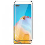 Huawei P40 Zore Kenarları Kırılmaya Dayanıklı Cam Ekran Koruyucu Siyah