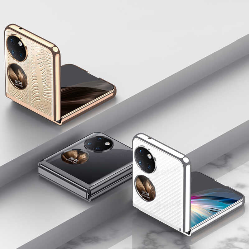 Huawei P50 Pocket Kılıf Zore Kıpta Kapak Gold