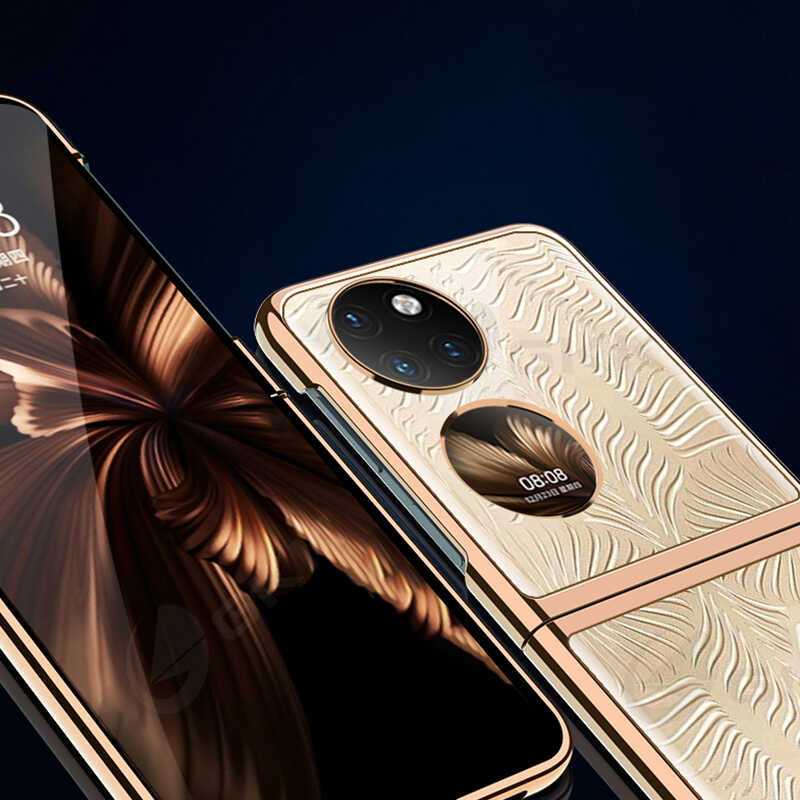 Huawei P50 Pocket Kılıf Zore Kıpta Kapak Gold