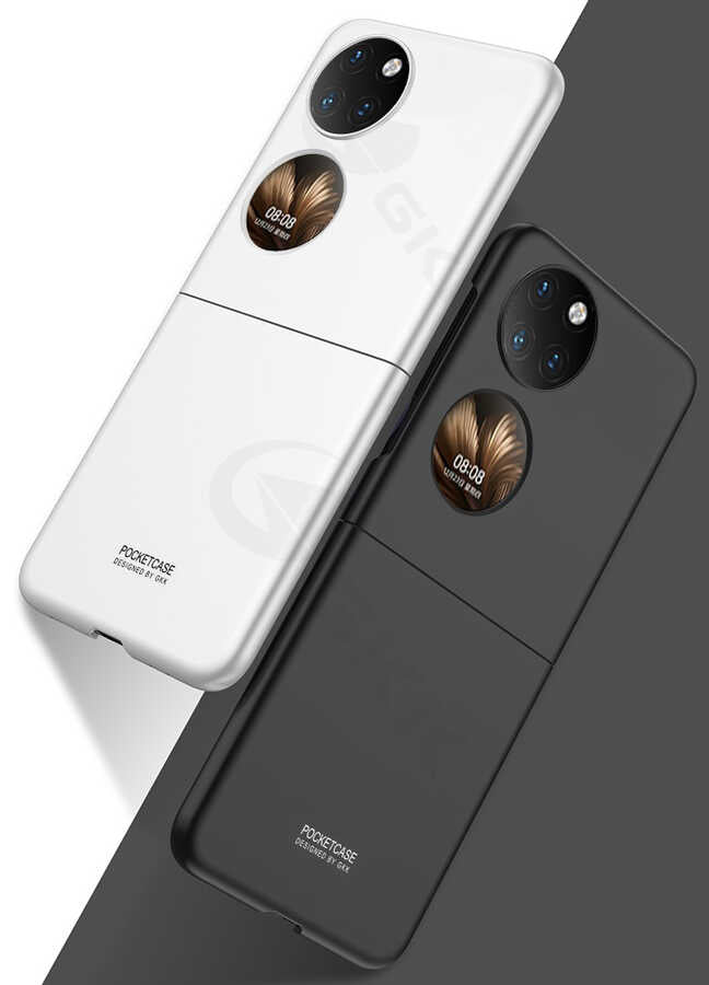 Huawei P50 Pocket Kılıf Zore Sert Kıpta Kapak Beyaz