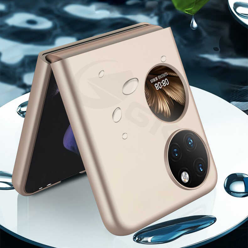 Huawei P50 Pocket Kılıf Zore Sert Kıpta Kapak Gold