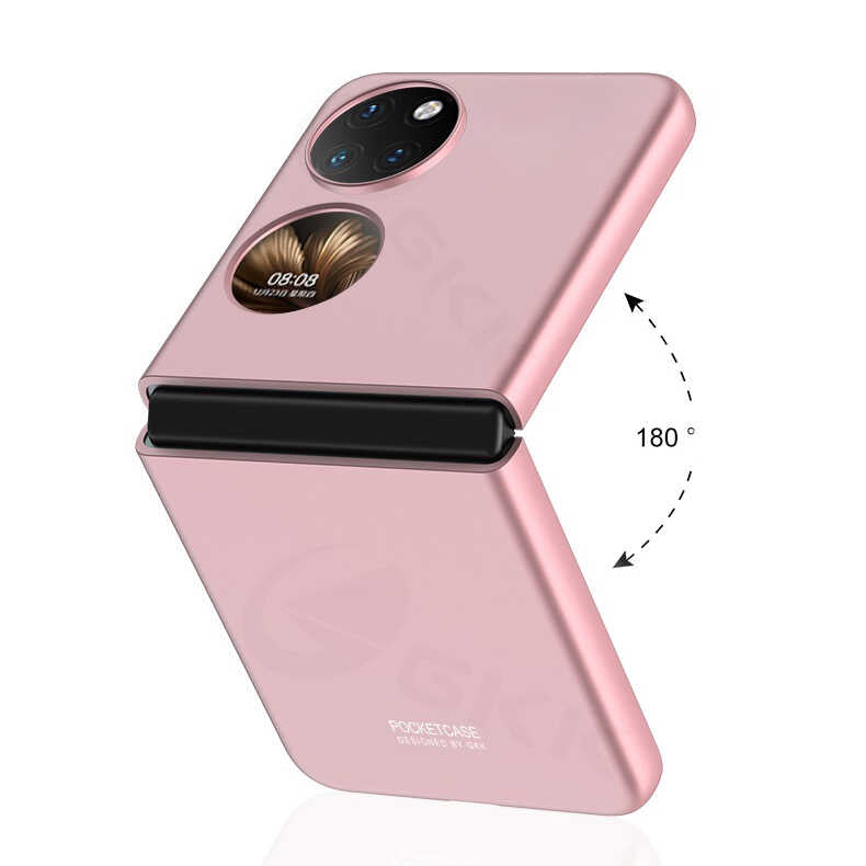 Huawei P50 Pocket Kılıf Zore Sert Kıpta Kapak Rose Gold