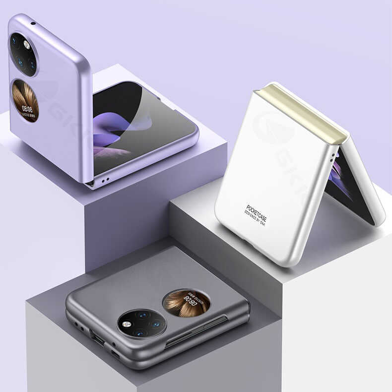 Huawei P50 Pocket Kılıf Zore Sert Kıpta Kapak Gold