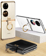 Huawei P50 Pocket Kılıf Zore Yüzüklü Kıpta Kapak Siyah