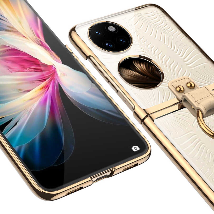 Huawei P50 Pocket Kılıf Zore Yüzüklü Kıpta Kapak Renksiz