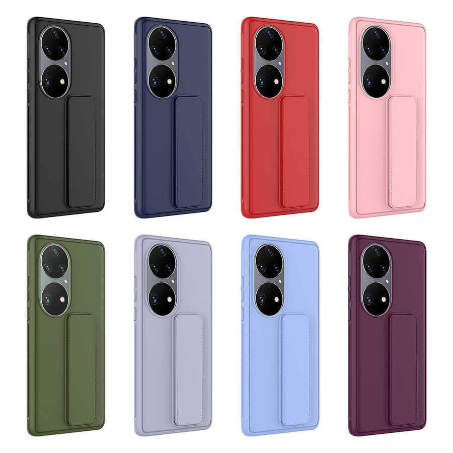 Huawei P50 Pro Kılıf Zore Qstand Kapak Koyu Yeşil