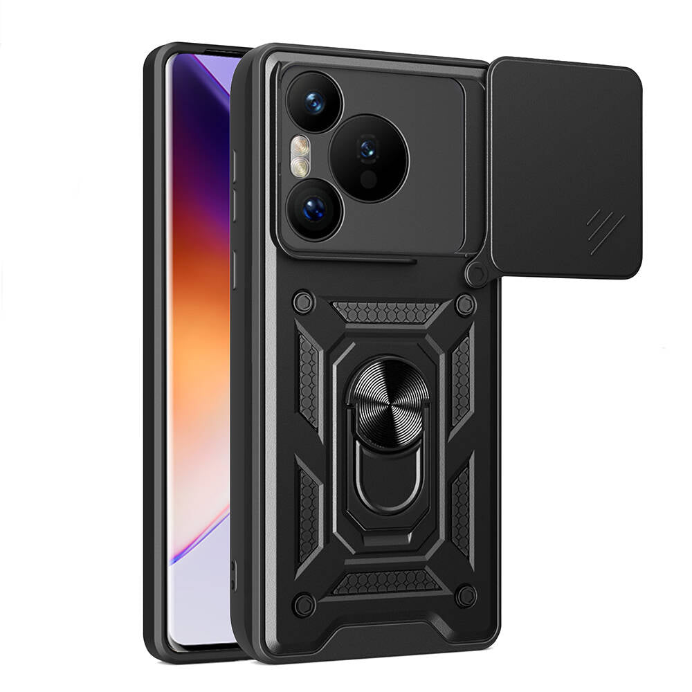 Huawei Pura 70 5G Kılıf Magnetik Standlı Kamera Korumalı Zore Sürgülü Vega Kapak Mavi
