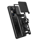 Huawei Pura 70 5G Kılıf Magnetik Standlı Kamera Korumalı Zore Sürgülü Vega Kapak Mavi