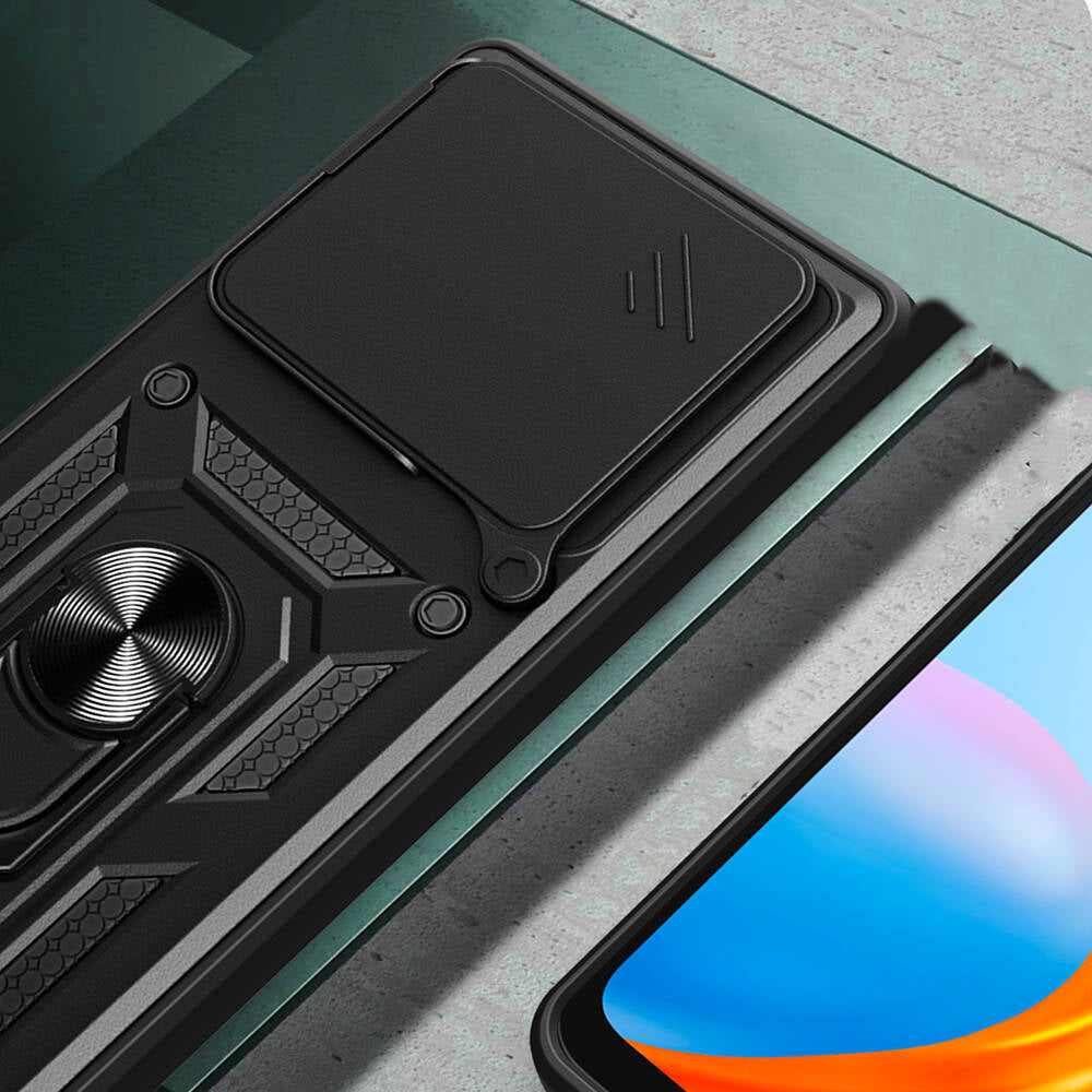 Huawei Pura 70 5G Kılıf Magnetik Standlı Kamera Korumalı Zore Sürgülü Vega Kapak Mavi