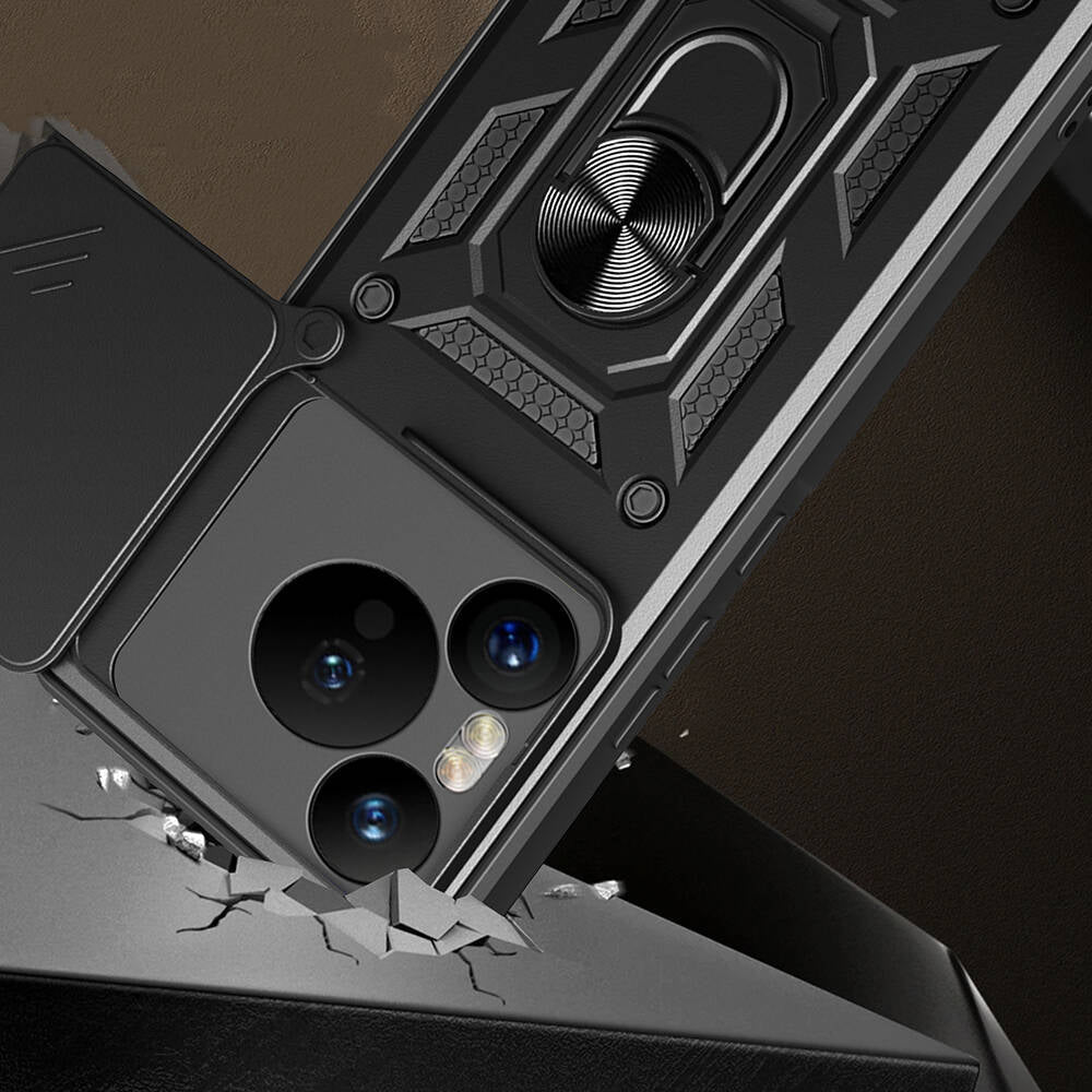 Huawei Pura 70 5G Kılıf Magnetik Standlı Kamera Korumalı Zore Sürgülü Vega Kapak Mavi