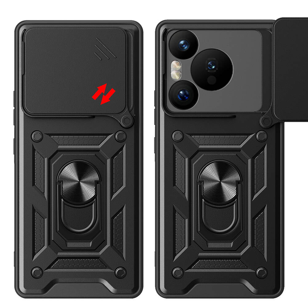 Huawei Pura 70 5G Kılıf Magnetik Standlı Kamera Korumalı Zore Sürgülü Vega Kapak Mavi