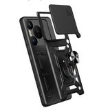 Huawei Pura 70 Pro 5G Kılıf Magnetik Standlı Kamera Korumalı Zore Sürgülü Vega Kapak Mavi