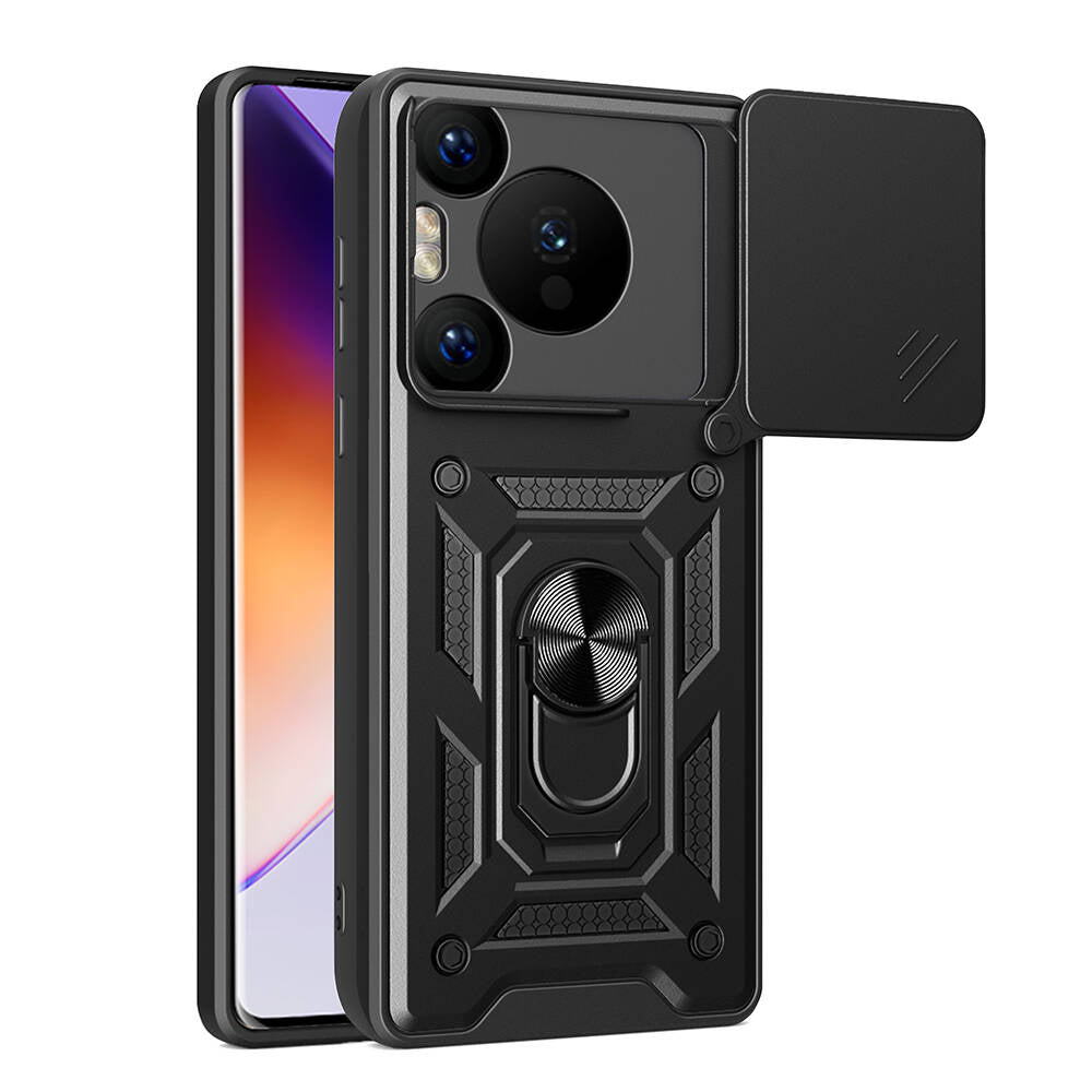 Huawei Pura 70 Pro 5G Kılıf Magnetik Standlı Kamera Korumalı Zore Sürgülü Vega Kapak Mavi