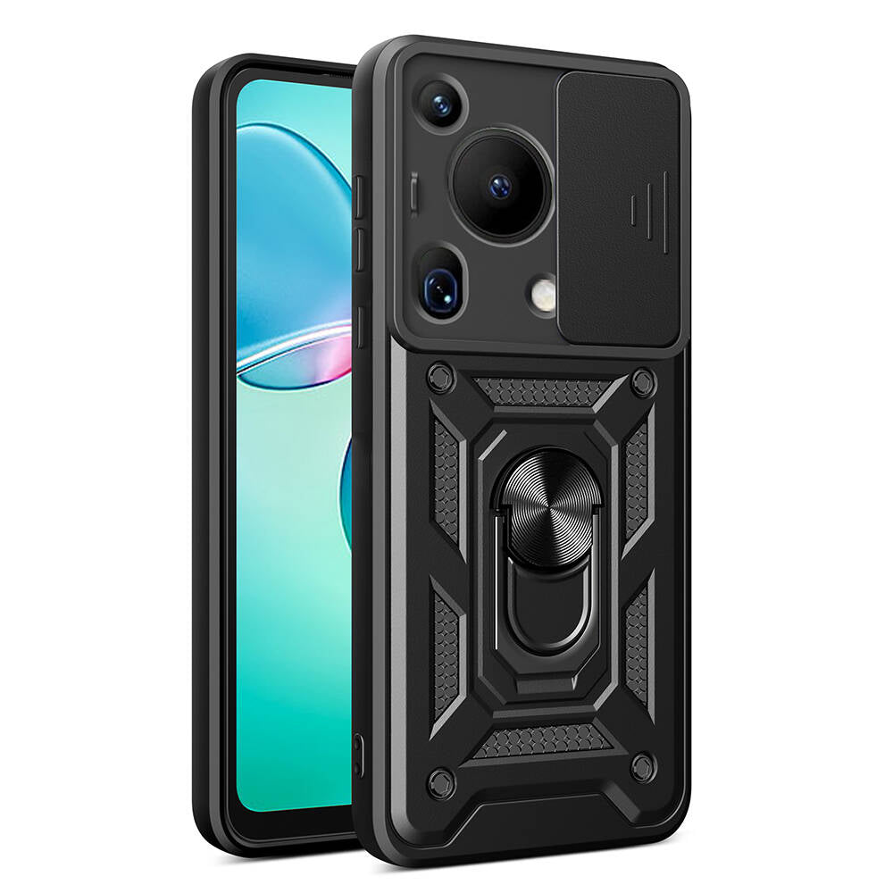 Huawei Pura 70 Ultra Kılıf Magnetik Standlı Kamera Korumalı Zore Sürgülü Vega Kapak Mavi