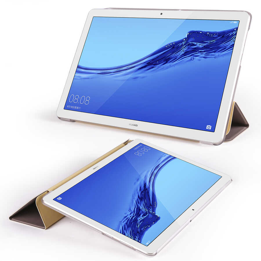 Huawei T5 10 inc Zore Smart Cover Standlı 1-1 Kılıf Kırmızı