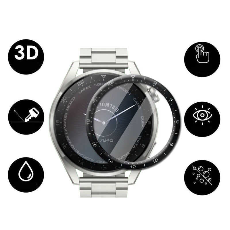 Huawei Watch 3 Pro Zore PMMA Pet Saat Ekran Koruyucu Siyah