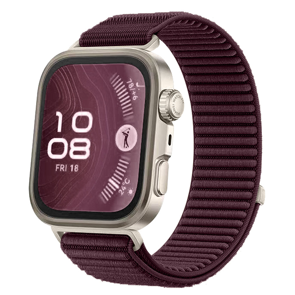 Huawei Watch Fit 4 Pro Zore KRD-144 Hasır Kordon Mürdüm