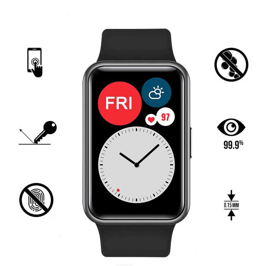 Huawei Watch Fit Zore PMMA Pet Saat Ekran Koruyucu Siyah